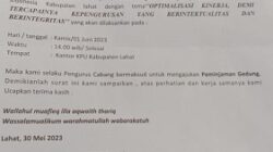 Surat peminjaman gedung Kantor KPU Lahat untuk pelantikan pengurus PMII Lahat.